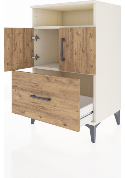 Hyperion Komodin 2 Raflı Tek Çekmeceli 2 Kapaklı 60X44X96 Aytaşı-Çam fırsatları