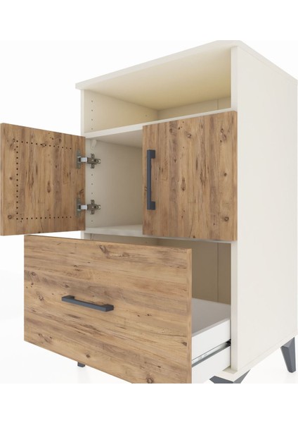Hyperion Komodin 2 Raflı Tek Çekmeceli 2 Kapaklı 60X44X96 Aytaşı-Çam indirimleri
