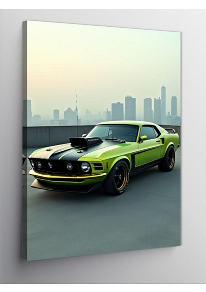 Kanvas Tablo Şehirde Yeşil Spor Araba 70 x 100 CNVSDKEY-129715-70-100