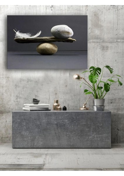 Kanvas Tablo Taş ve Tüy Dengesi Sanatsal Kanvas Tablo 70 x 100