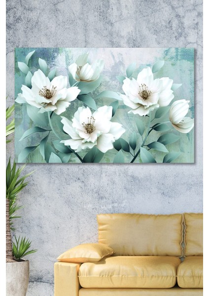 Beyaz Bahçe Duvar Kanvas Tablo 70 x 100 cm
