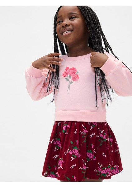 Kız Bebek Açık Pembe Vintage Soft Sweatshirt Elbise