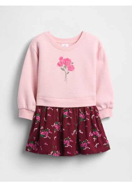 Kız Bebek Açık Pembe Vintage Soft Sweatshirt Elbise fırsatları
