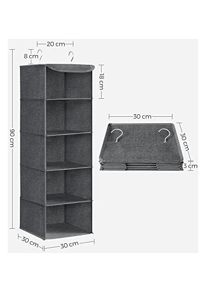Asma Düzenleyici, Dolap Düzenleyici, Asma Raf, Asma Depolama, Katlanabilir ve Yerden Tasarruf, Metal Kancalar ve Bambu Ekler, Dokusu, Gri RYCH06G fiyatları