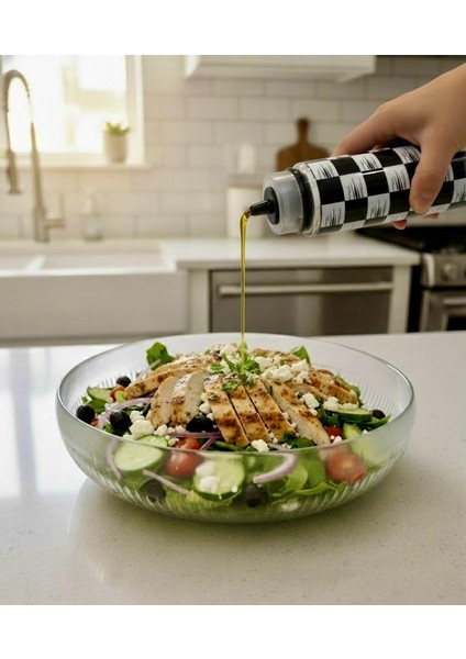 Damalı Cam Yağdanlık – Metal Kapaklı, Damlatmaz, Isıya Dayanıklı, Akıllı Yağlık 550 ml (Zeytinyağı, Sirke, Ayçiçek Yağı) fırsatları