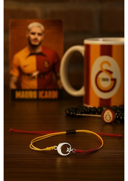 Galatasaray Ayyıldız Makrome Taraftar Bileklik - El Yapımı Ayarlanabilir Hediyeli fırsatları