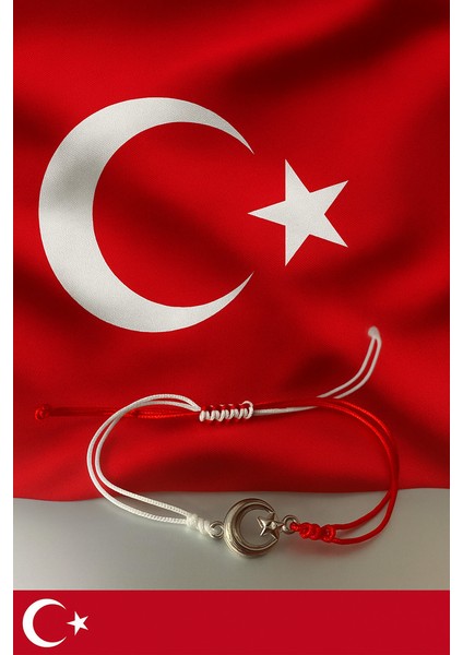 Türkiye Ay Yıldız Figürlü Makrome Taraftar Bileklik – El Yapımı Ayarlanabilir