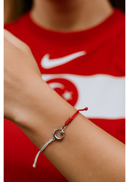 Türkiye Ay Yıldız Figürlü Makrome Taraftar Bileklik – El Yapımı Ayarlanabilir modelleri