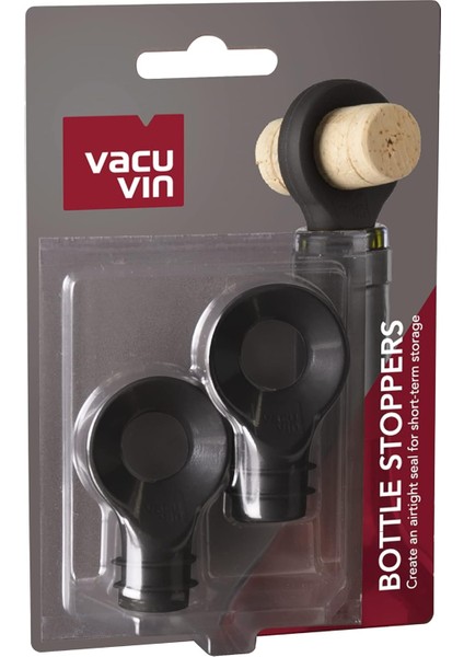 Vin Şişe Kapağı 2&apos;li Set Siyah, 5 cm