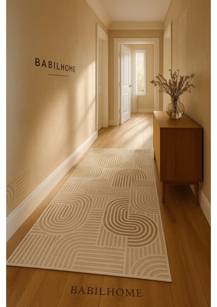 Kaymaz Tabanlı Çok Renkli Yolluk, Koridor ve Salon Için Şık Halı 5048 fiyatları