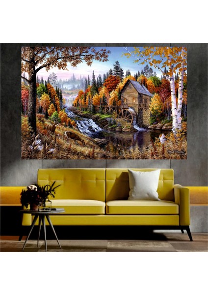 Sonbahar ve Doğa Temalı Sanatsal Dekoratif Duvar Tablosu (70X100 Cm)