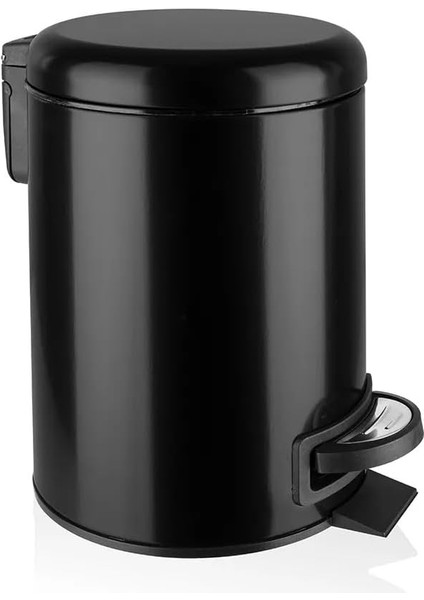 Paslanmaz Pedallı Çöp Kovası Siyah 5 Lt (000301-3)