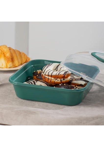 1095 Yeşil Pasta Kek Börek Kabı - Taşıma Çantası - Kilitli modelleri