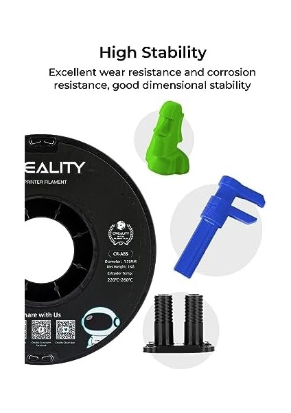 Abs Filament 1,75 Mm, Cr Abs Filament, Yüksek Dayanıklılık, Zehirsiz, Aşınmaya Dayanıklı, Tüm Creality Fdm-3d Yazıcılar ile Uyumlu, Beyaz 1 kg modelleri