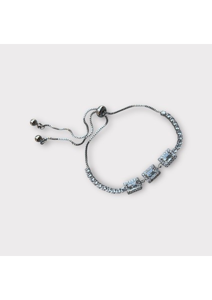 Kadın Taşlı Ayarlanabilir Bileklik Baget Gümüş Renk Taşlı Bileklik Şık Işıltılı Takı Zarif Günlük ve Özel Gün Aksesuarı Taşlı Bileklik Kadın Bileklik Şık Bileklik Baget Taşlı Bileklik Hediye Bileklik fiyatları