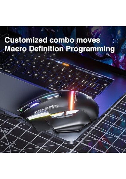 S12 Pro 12800 Dpı 8 Tuşlu Makrolu Kablolu Optik Gaming Oyuncu Mouse Siyah modelleri