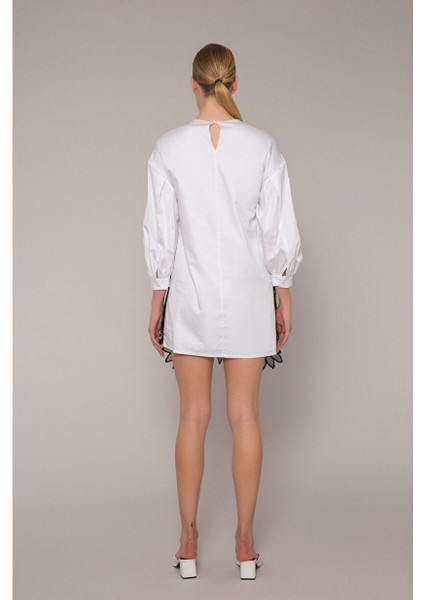 Dantel Garnili - Poplin Mini Elbise fiyatları