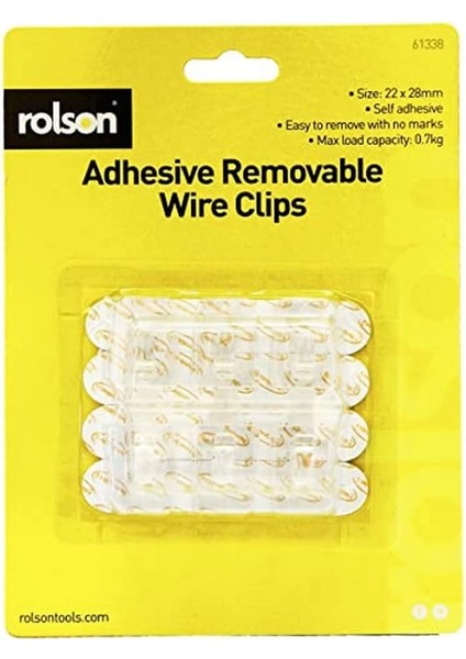 61338 12 Pc 22 x 28 mm Large Removable Adhesive Wire Clips