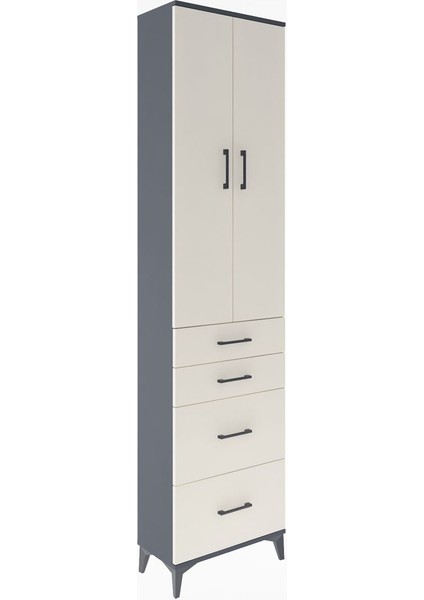 Arges Dolap 4 Raflı 4 Çekmeceli 2 Kapaklı 60X30X243 Antrasit-Aytaşı fiyatları