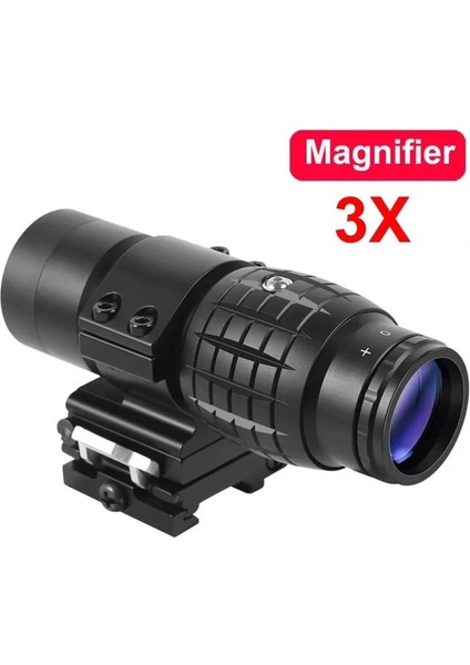 Magnifier 3x Yakınlaştırmalı Dürbün - 22MM Ray Uyumlu, Katlanır Yaylı Ayaklı