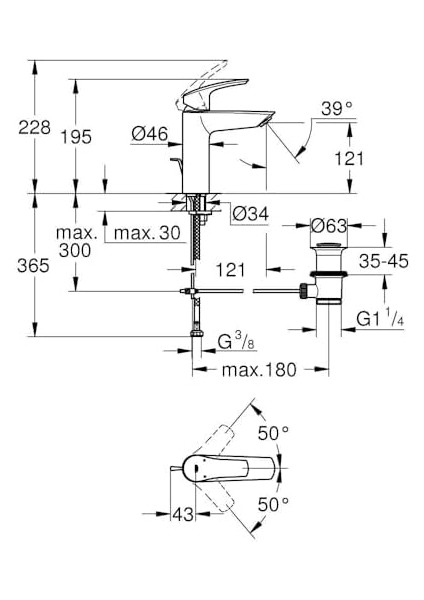 Eurosmart Tek Kumandalı Lavabo Bataryası M - Boyut - 23322003 modelleri