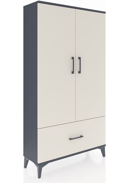 Arges Dolap 2 Raflı Tek Çekmeceli Tek Askılı 88X30X163 Antrasit-Aytaşı fiyatları