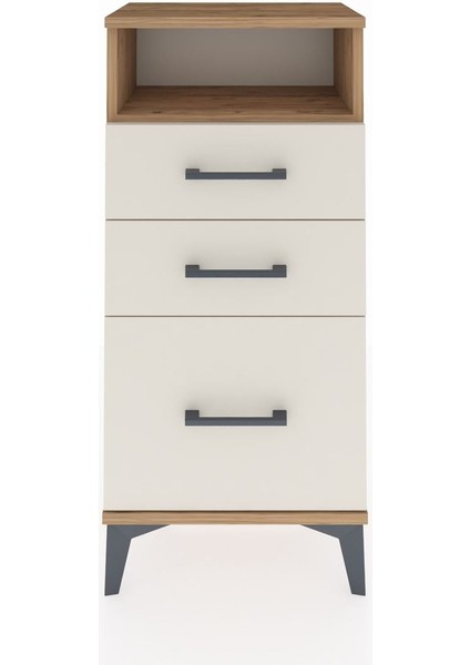 Arges Komodin Tek Raflı 3 Çekmeceli 44X30X96 Çam-Aytaşı