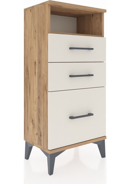 Arges Komodin Tek Raflı 3 Çekmeceli 44X30X96 Çam-Aytaşı fiyatları