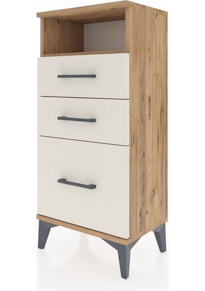 Arges Komodin Tek Raflı 3 Çekmeceli 44X30X96 Çam-Aytaşı modelleri