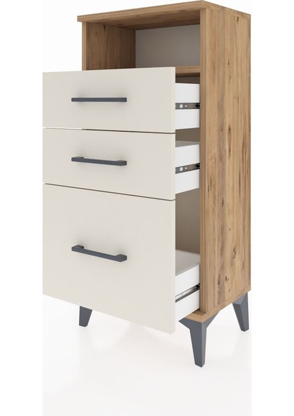 Arges Komodin Tek Raflı 3 Çekmeceli 44X30X96 Çam-Aytaşı fırsatları