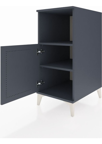 Kronos Komodin 2 Raflı Tek Kapaklı 44X59X96 Antrasit-Antrasit fırsatları