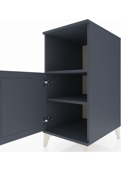 Kronos Komodin 2 Raflı Tek Kapaklı 44X59X96 Antrasit-Antrasit indirimleri