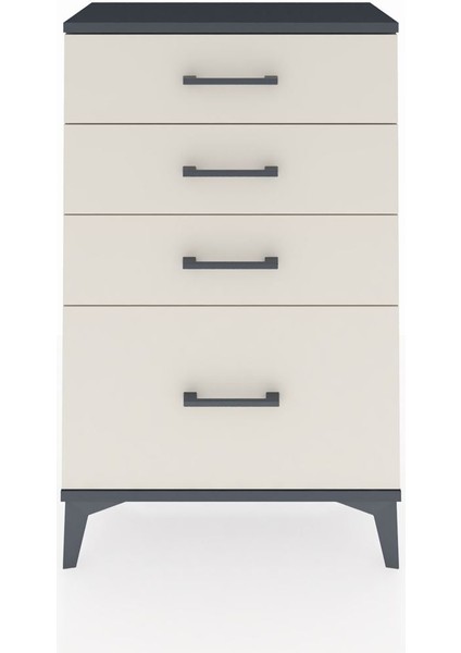 Arges Komodin 4 Çekmeceli 60X30X96 Antrasit-Aytaşı