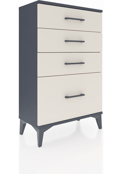 Arges Komodin 4 Çekmeceli 60X30X96 Antrasit-Aytaşı fiyatları