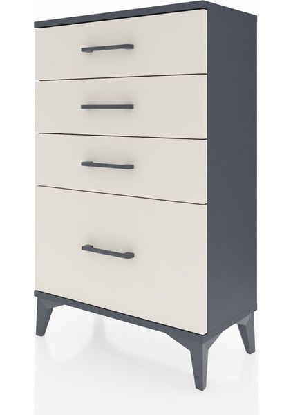 Arges Komodin 4 Çekmeceli 60X30X96 Antrasit-Aytaşı modelleri