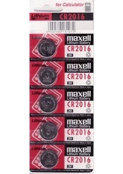 Maxell CR2016 3V Lityum Düğme Pil 5'li Paket