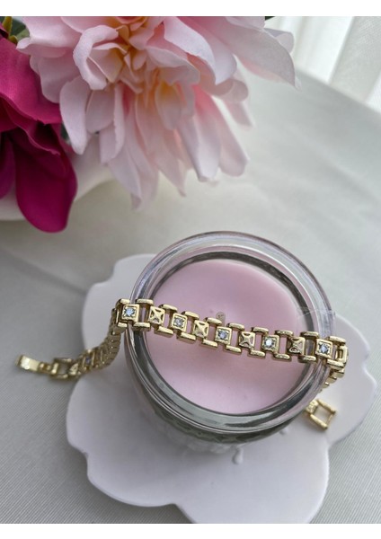 Çelik Altın Renk Zirkon Taş Bileklik fiyatları