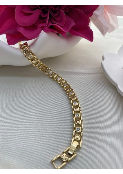 Çelik Altın Renk Zirkon Taş Bileklik indirimleri