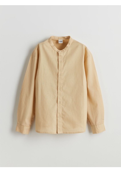 Yeni Sezon Hakim Yaka Keten Karışımlı Erkek Çocuk Gömlek