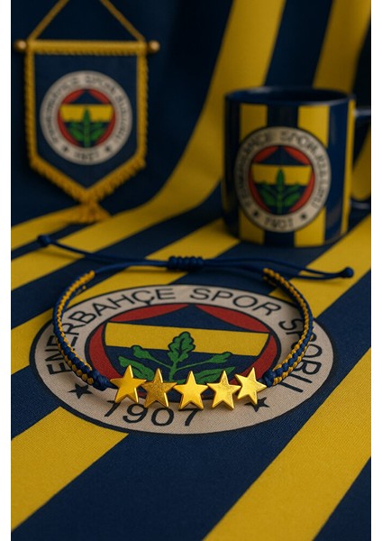 Fenerbahçe 5 Yıldız Taraftar Bilekliği - El Yapımı Ayarlanabilir indirimleri
