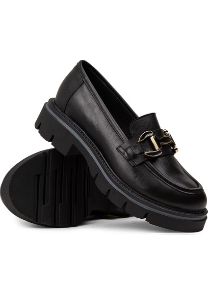 Kadın Hakiki Deri Siyah Loafer Ayakkabı - F2313ZSYHE01 modelleri