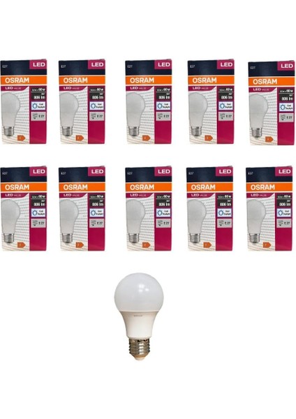 LED Value 8.5 Watt LED Ampul 6500K Beyaz Işık E27-10 Adet