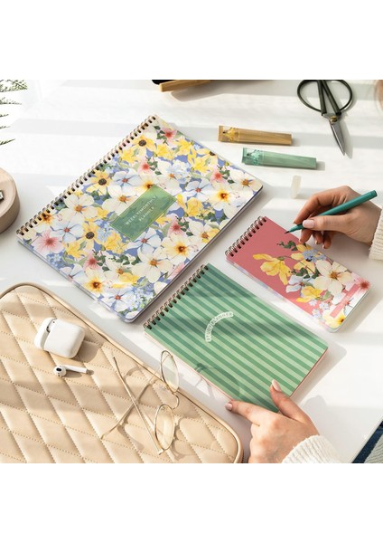 A4 Haftalık ve Günlük 3’lü Masaüstü Süresiz Planlayıcı Set – Çiçekler