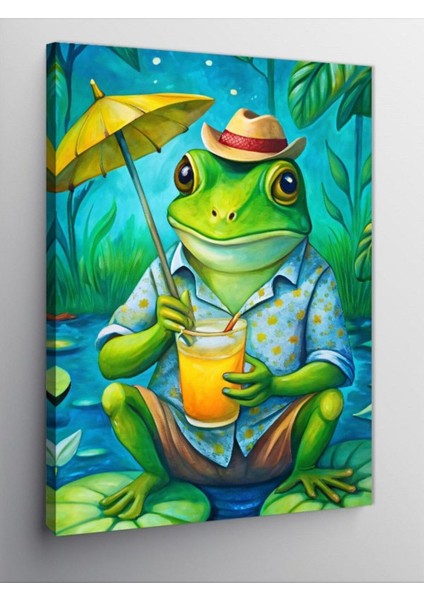 Kanvas Tablo Kokteyl Içen Kurbağa 70 x 100 CNVSDKEY-126220-70-100