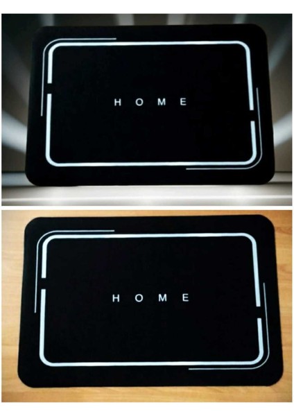 Siyah Renkli Su Emici Kaymaz Banyo Paspası, 2'li Set