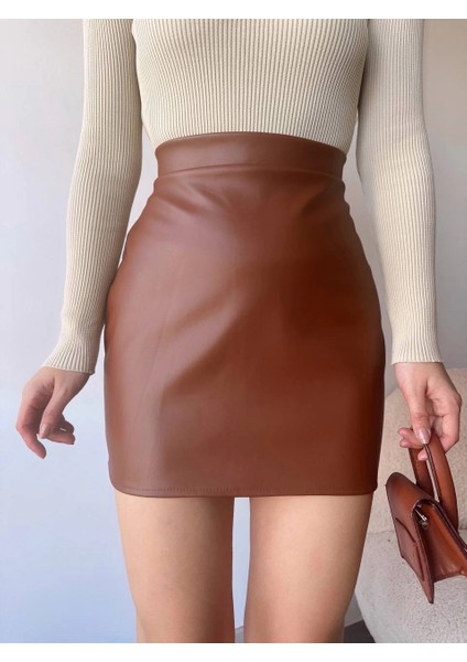 Düz Deri Etek Taba H24468 modelleri