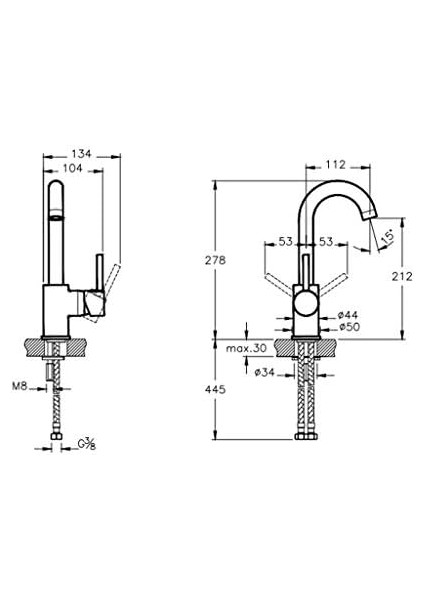 Minimax S A41999 Döner Lavabo Bataryası, 9 L/dk Akış Hızı, 10 x 10 x 10 Cm, Krom fiyatları
