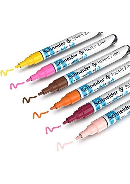 Akrilik (Set 3, 2 mm Yuvarlak Uçlu, Ahşap, Tuval, Taş Vb. Için Yüksek Kapatıcı Akrilik ) 6 Adet, Sınıflandırılmış, 2 mm Çizgi Genişliği fiyatları