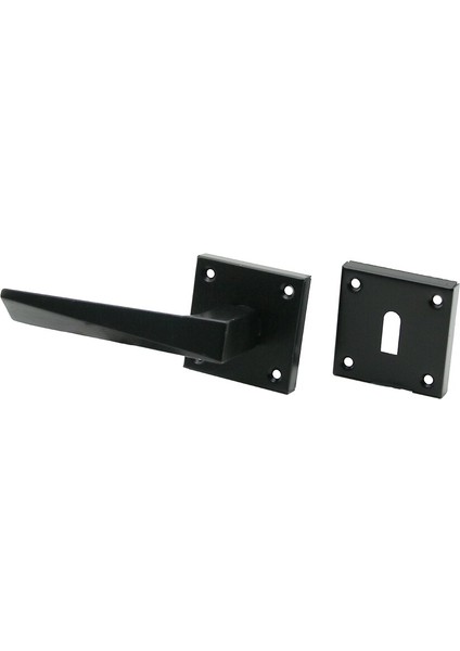 4 Takım Pratik Prizma Oda Siyah Rozetli Kapı Kolu (4172)