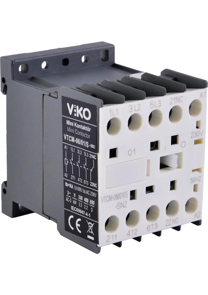 Vtcm-06/01/s Mini Kontaktör 6A 1nc 230V Bobinli